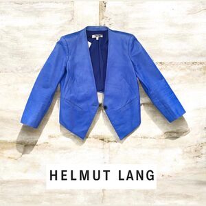 Vintage Helmut Lang Blue Leather Blazer Rare Minimalist Statement Y2K